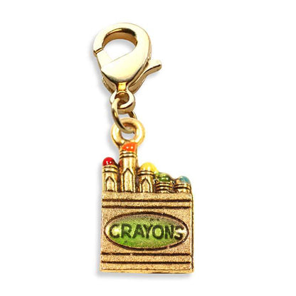 Whimsical Gifts | Crayons Charm Dangle in Gold Finish | Professions Themed | Teacher Charm Dangle
