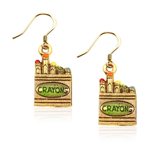 Whimsical Gifts | Crayons Charm Earrings in Gold Finish | Professions Themed | Teacher | Jewelry