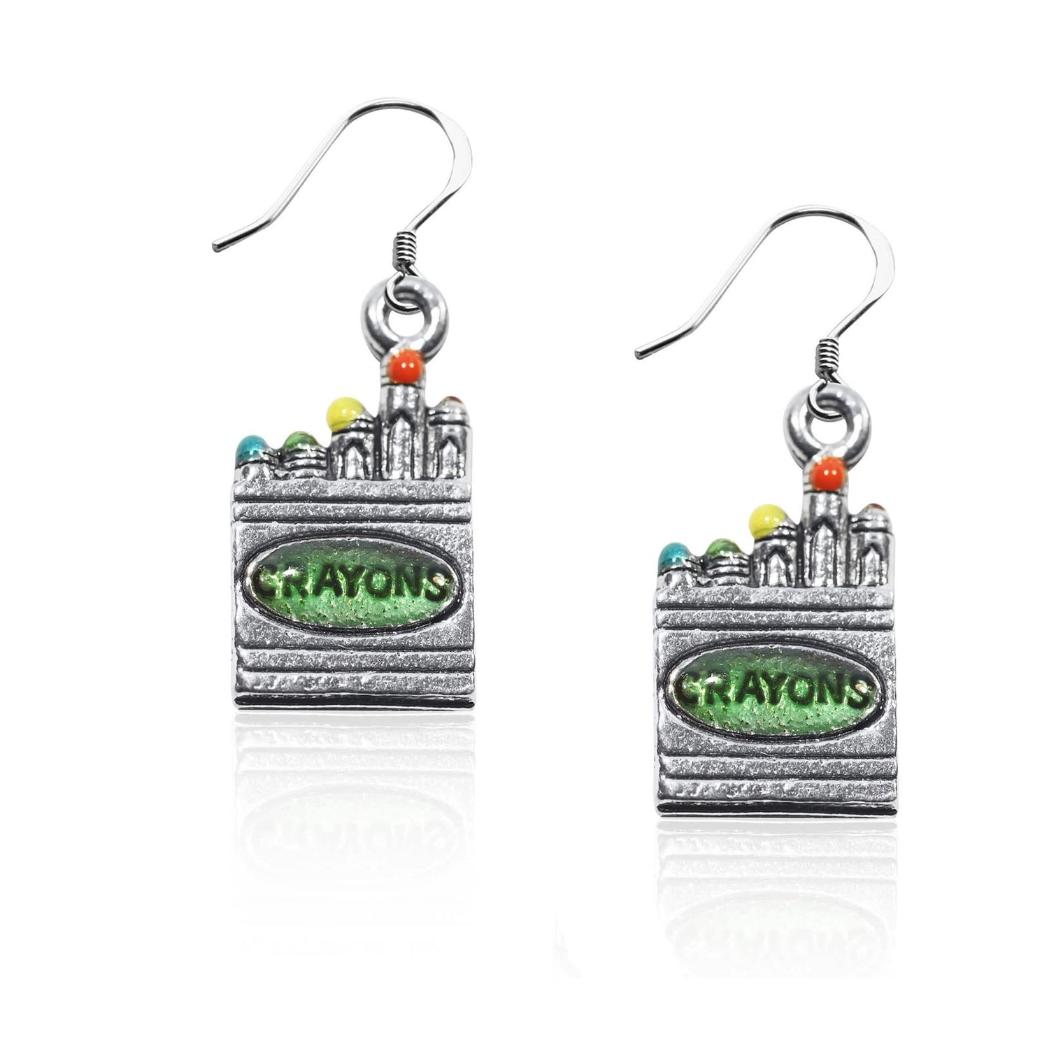 Whimsical Gifts | Crayons Charm Earrings in Silver Finish | Professions Themed | Teacher | Jewelry