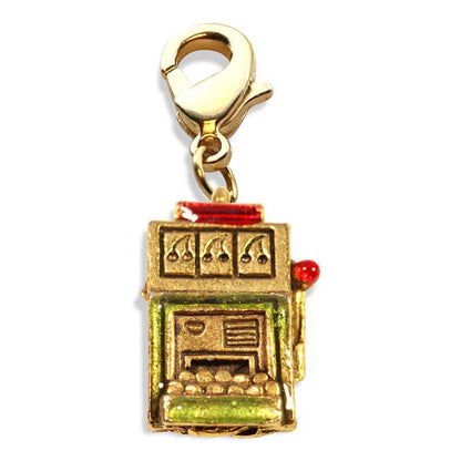 Whimsical Gifts | Slot Machine Charm Dangle in Gold Finish | Hobbies & Special Interests | Casino | Gaming | Game Night Charm Dangle