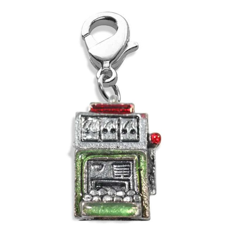 Whimsical Gifts | Slot Machine Charm Dangle in Silver Finish | Hobbies & Special Interests | Casino | Gaming | Game Night Charm Dangle