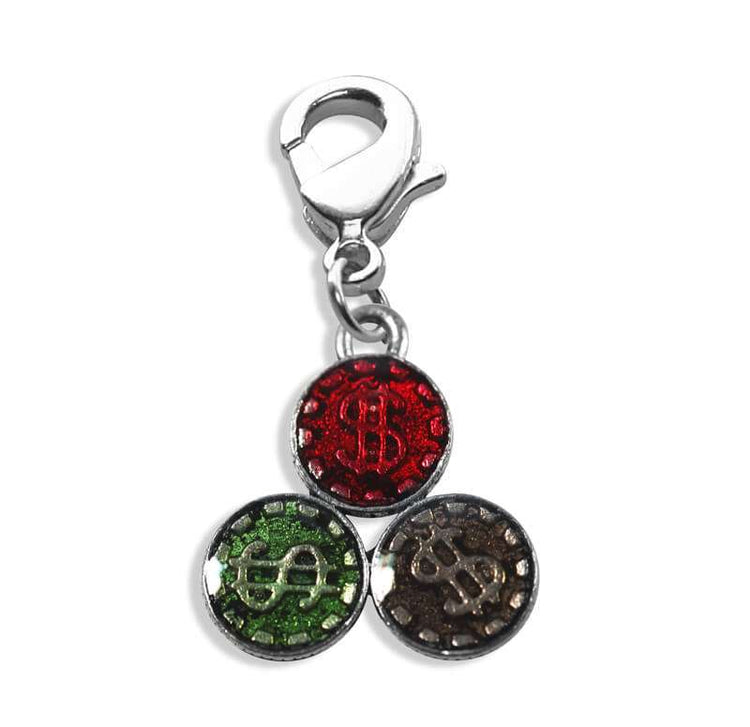 Whimsical Gifts | Casino Chips Charm Dangle in Silver Finish | Hobbies & Special Interests | Casino | Gaming | Game Night Charm Dangle