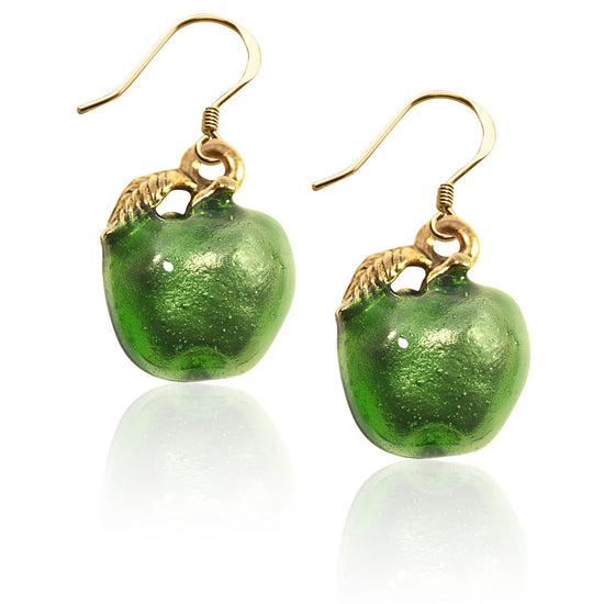 Whimsical Gifts | Green Apple Charm Earrings in Gold Finish | Professions Themed | Teacher | Jewelry