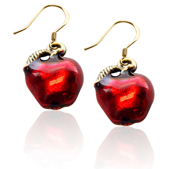 Whimsical Gifts | Red Apple Charm Earrings in Gold Finish | Professions Themed | Teacher | Jewelry