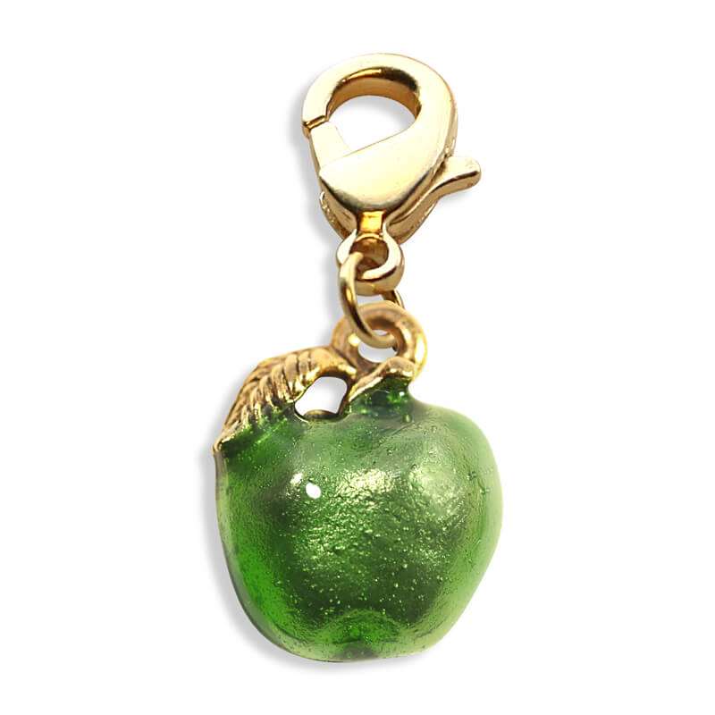 Whimsical Gifts | Green Apple Charm Dangle in Gold Finish | Professions Themed | Teacher Charm Dangle