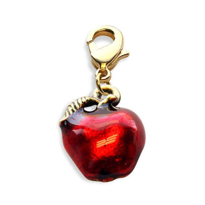 Whimsical Gifts | Red Apple Charm Dangle in Gold Finish | Professions Themed | Teacher Charm Dangle