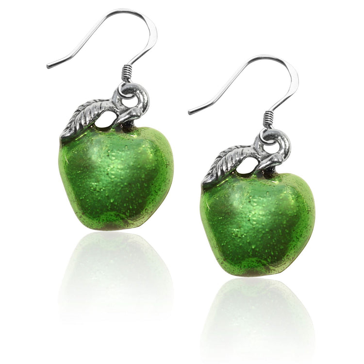 Whimsical Gifts | Green Apple Charm Earrings in Silver Finish | Professions Themed | Teacher | Jewelry