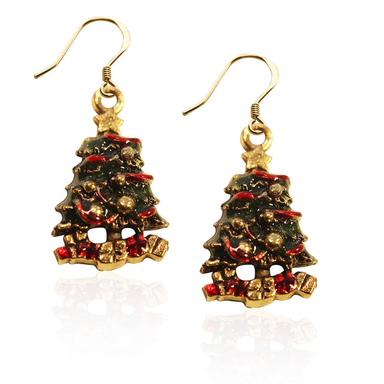 Whimsical Gifts | Christmas Tree Charm Earrings in Gold Finish | Holiday & Seasonal Themed | Christmas | Jewelry