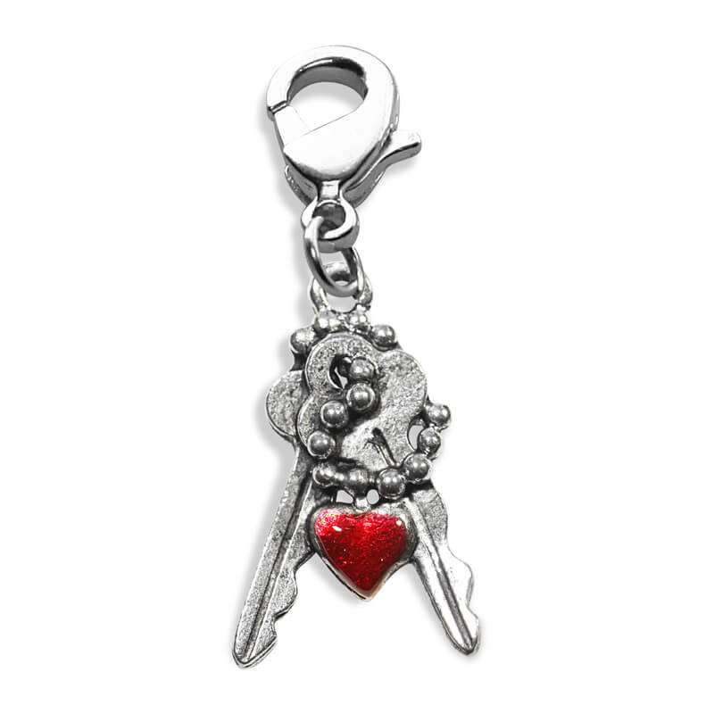 Whimsical Gifts | Keys with Heart Charm Dangle in Silver Finish | Youth Themed |  Charm Dangle