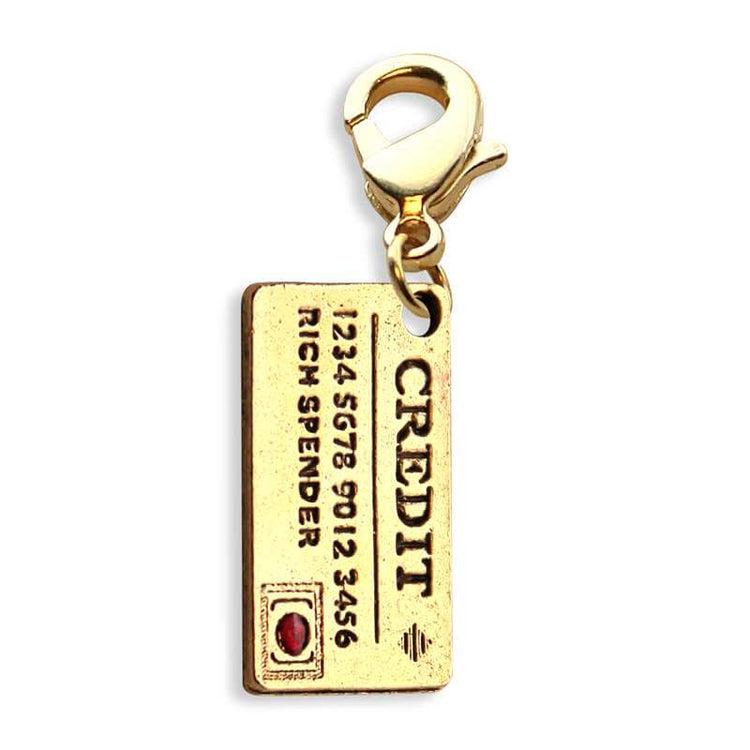 Whimsical Gifts | Credit Card Charm Dangle in Gold Finish | Hobbies & Special Interests | Fashionista Charm Dangle