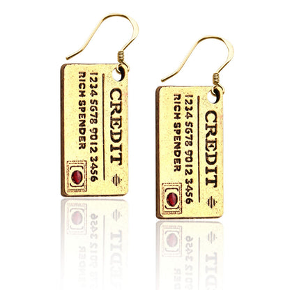 Whimsical Gifts | Credit Card Charm Earrings in Gold Finish | Hobbies & Special Interests | Fashionista | Jewelry
