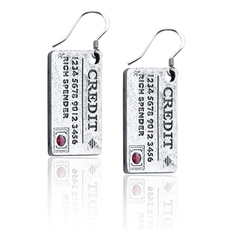 Whimsical Gifts | Credit Card Charm Earrings in Silver Finish | Hobbies & Special Interests | Fashionista | Jewelry