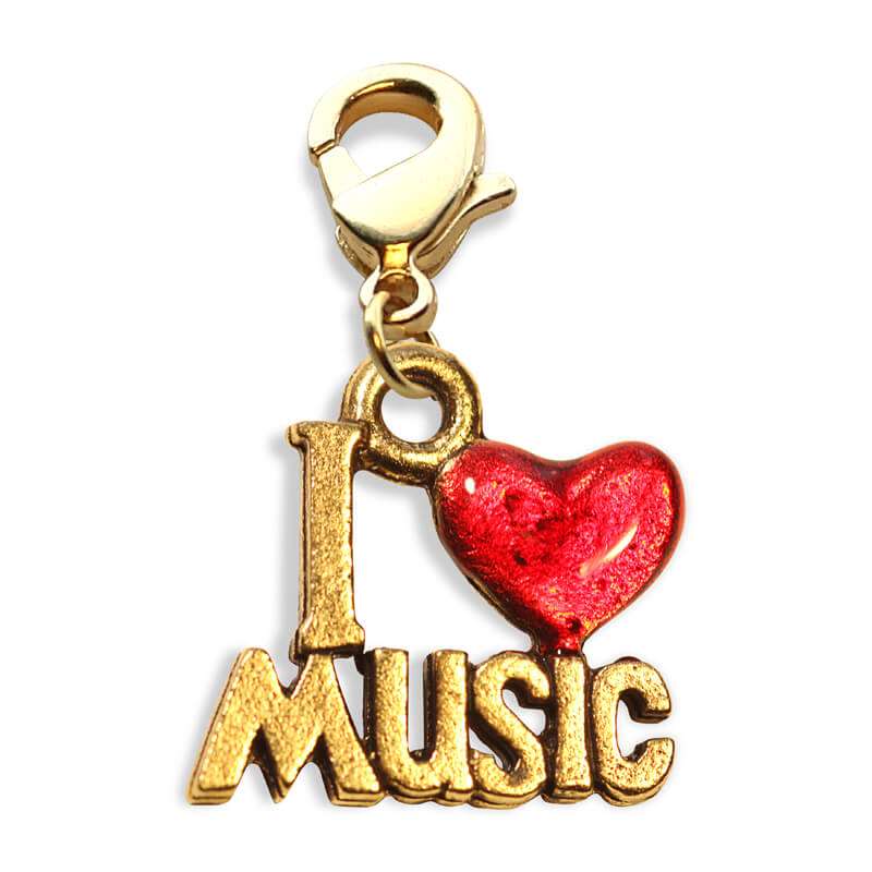 Whimsical Gifts | I Love Music Charm Dangle in Gold Finish | Hobbies & Special Interests | Music Charm Dangle