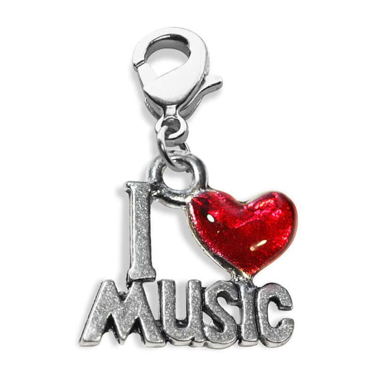 Whimsical Gifts | I Love Music Charm Dangle in Silver Finish | Hobbies & Special Interests | Music Charm Dangle