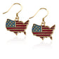 Whimsical Gifts | Patriotic Stars and Stripes Flag Charm Earrings in Gold Finish | Patriotic |  | Jewelry