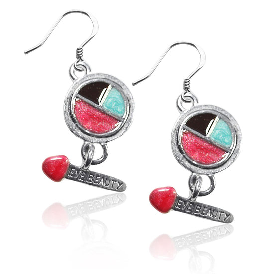 Whimsical Gifts | Eye Shadow & Brush Charm Earrings in Silver Finish | Professions Themed | Salon & Spa Professions | Jewelry