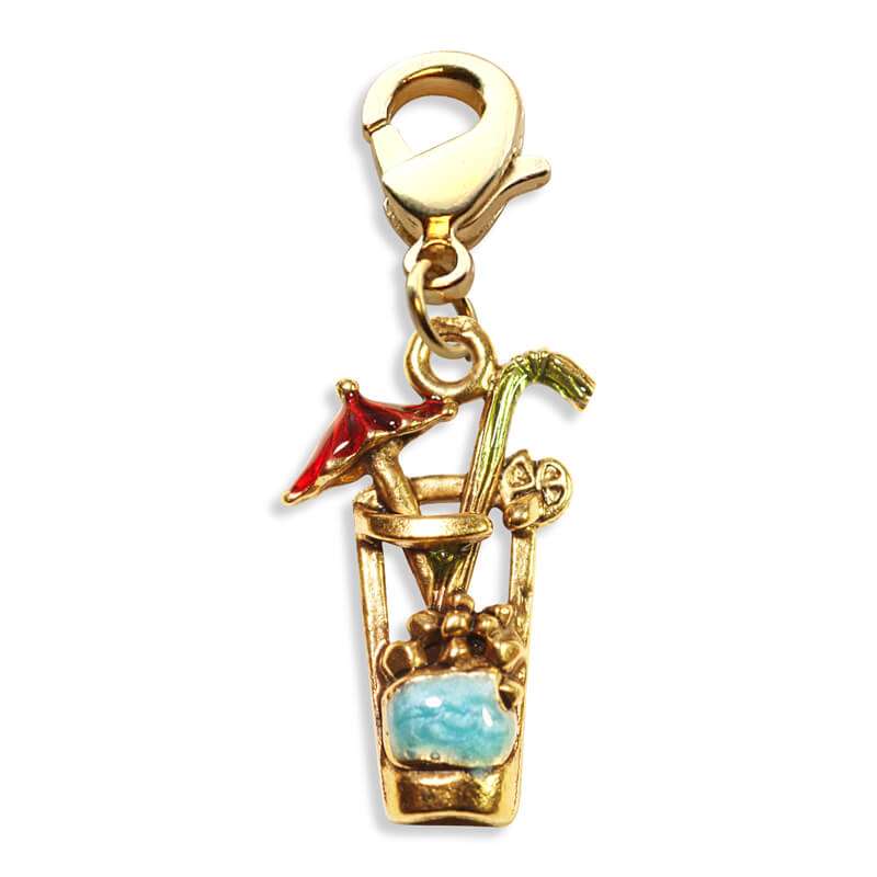 Whimsical Gifts | Cocktail Drink Charm Dangle in Gold Finish | Holiday & Seasonal Themed | Spring & Summer Fun Charm Dangle