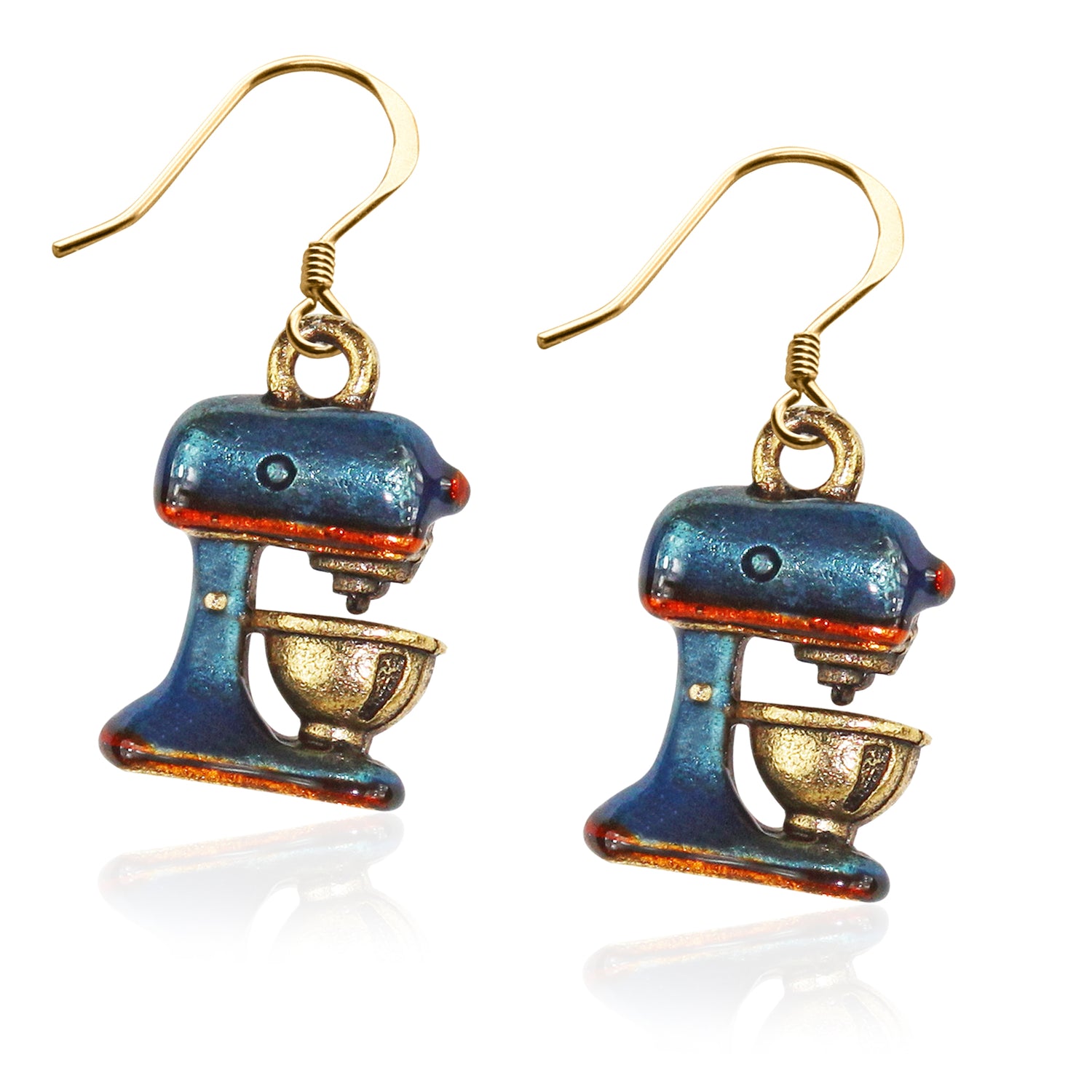Whimsical Gifts | Mixer Charm Earrings in Gold Finish | Hobbies & Special Interests | Chef | Cooking | Baking | Jewelry