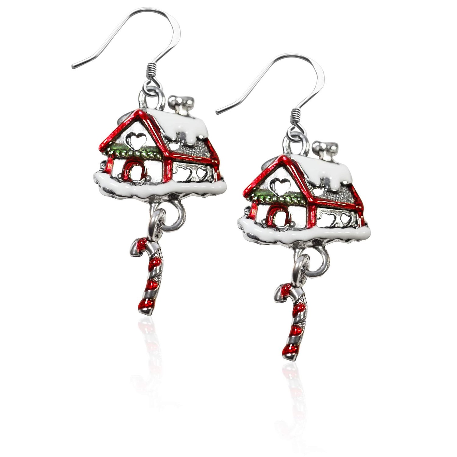 Whimsical Gifts | Christmas Gingerbread House Charm Earrings in Silver Finish | Holiday & Seasonal Themed | Christmas | Jewelry
