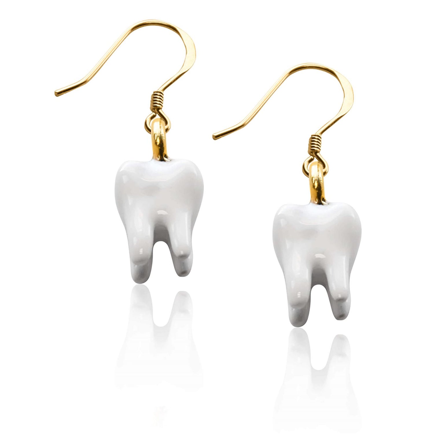 Whimsical Gifts | Tooth Charm Earrings in Gold Finish | Professions Themed | Dental | Medical | First Responder | Jewelry