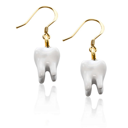 Whimsical Gifts | Tooth Charm Earrings in Gold Finish | Professions Themed | Dental | Medical | First Responder | Jewelry