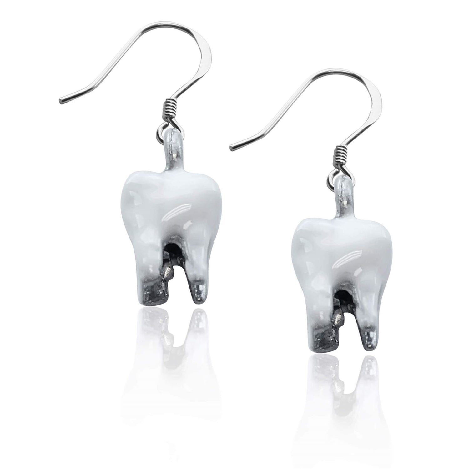 Whimsical Gifts | Tooth Charm Earrings in Silver Finish | Professions Themed | Dental | Medical | First Responder | Jewelry