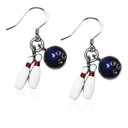 Whimsical Gifts | Bowling Charm Earrings in Silver Finish | Hobbies & Special Interests | Sports | Jewelry