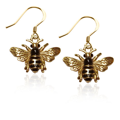 Whimsical Gifts | Bumble Bee Charm Earrings in Gold Finish | Animal Lover | Outdoor & Garden | Jewelry