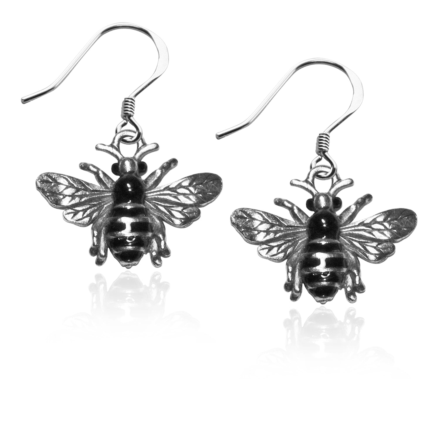 Whimsical Gifts | Bumble Bee Charm Earrings in Silver Finish | Animal Lover | Outdoor & Garden | Jewelry