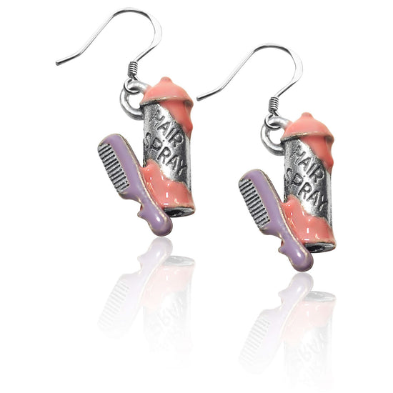 Whimsical Gifts | Hair Spray & Comb Charm Earrings in Silver Finish | Professions Themed | Salon & Spa Professions | Jewelry