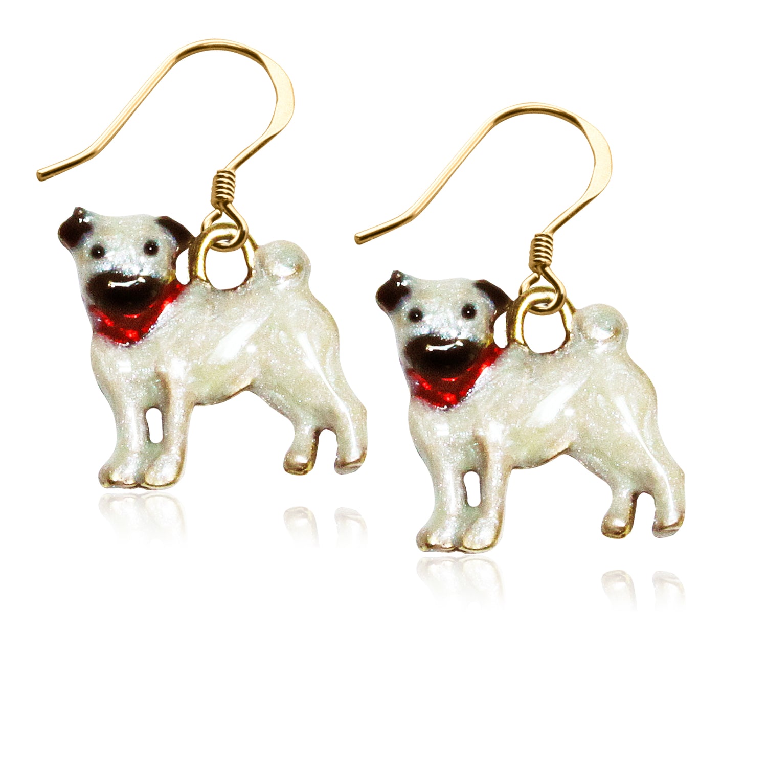 Whimsical Gifts | Pug Dog Charm Earrings in Gold Finish | Animal Lover | Dog Lover | Jewelry