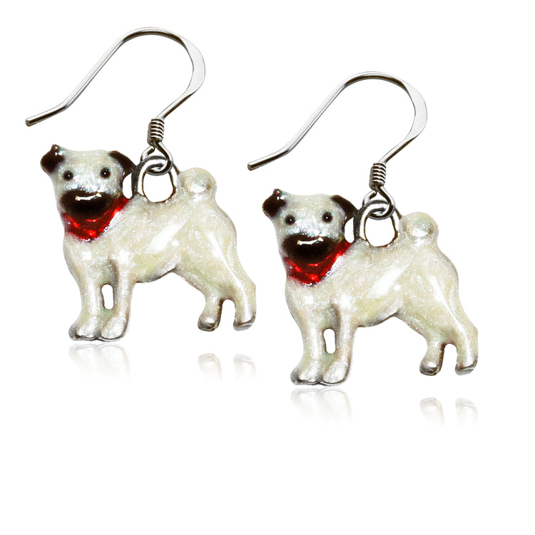 Whimsical Gifts | Pug Dog Charm Earrings in Silver Finish | Animal Lover | Dog Lover | Jewelry