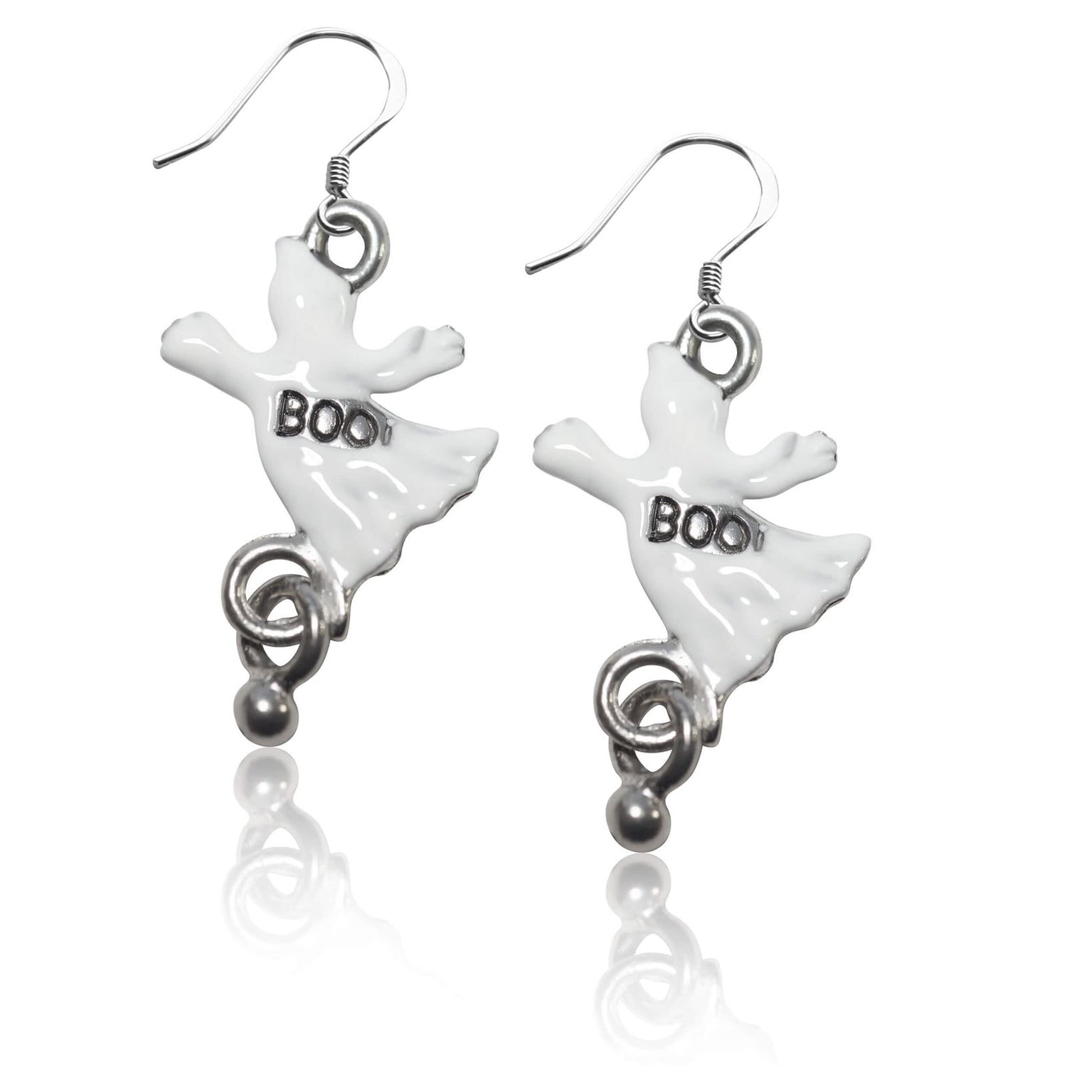 Whimsical Gifts | Halloween Ghost Charm Earrings in Silver Finish | Holiday & Seasonal Themed | Halloween | Jewelry