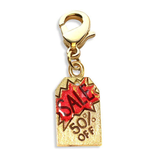 Whimsical Gifts | Sale Tag Charm Dangle in Gold Finish | Hobbies & Special Interests | Fashionista Charm Dangle
