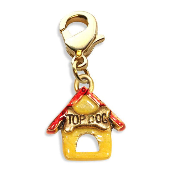 Whimsical Gifts | Dog House Charm Dangle in Gold Finish | Animal Lover |  Charm Dangle