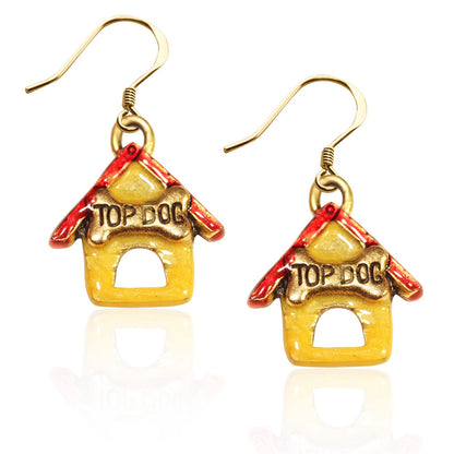 Whimsical Gifts | Dog House Charm Earrings in Gold Finish | Animal Lover | Dog Lover | Jewelry