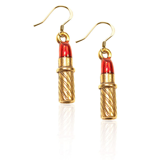 Whimsical Gifts | Lipstick Charm Earrings in Gold Finish | Hobbies & Special Interests | Fashionista | Jewelry