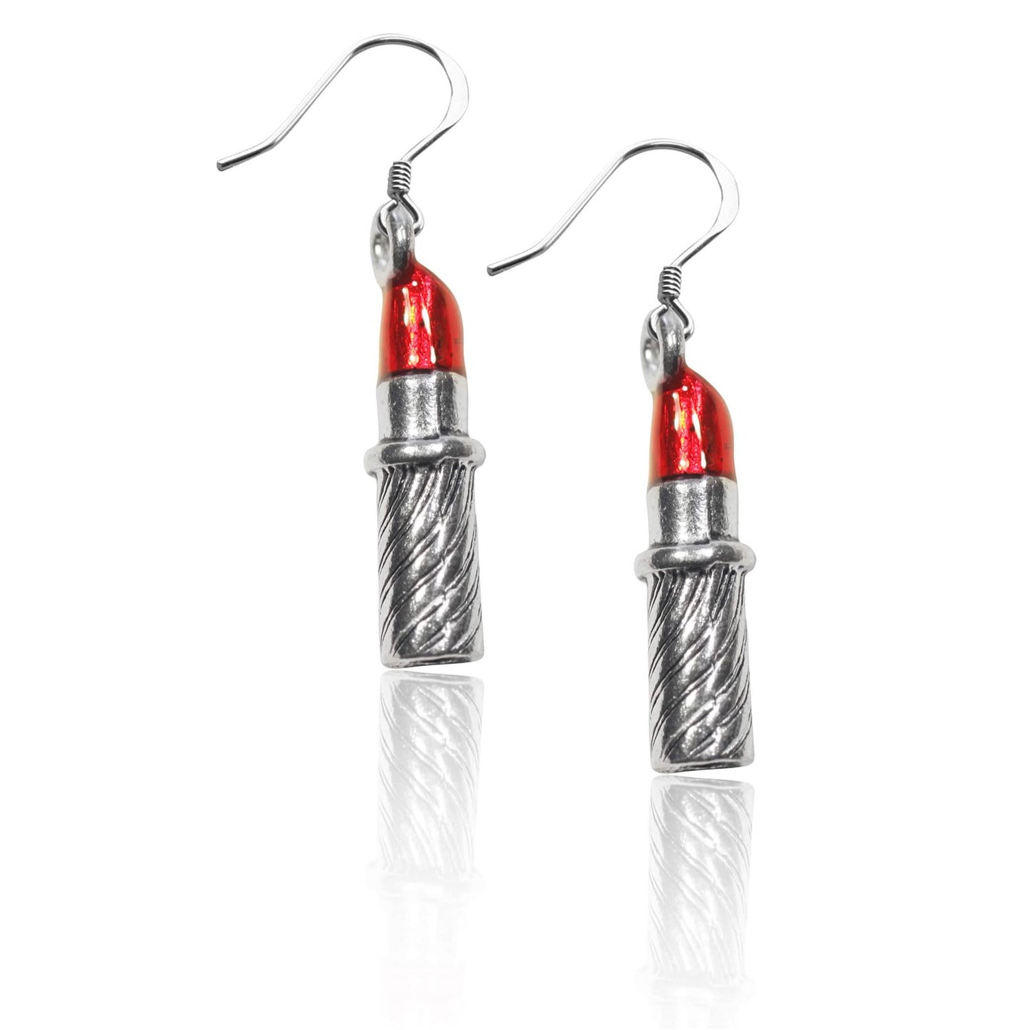 Whimsical Gifts | Lipstick Charm Earrings in Silver Finish | Hobbies & Special Interests | Fashionista | Jewelry