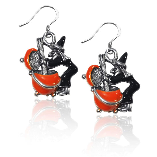 Whimsical Gifts | Halloween Witch Charm Earrings in Silver Finish | Holiday & Seasonal Themed | Halloween | Jewelry