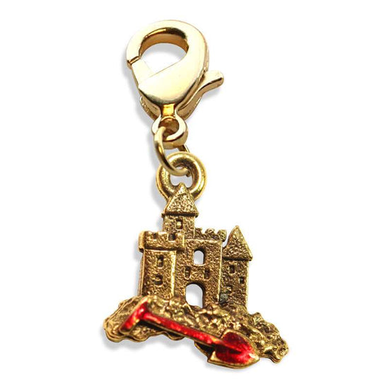Whimsical Gifts | Sandcastle with Shovel Charm Dangle in Gold Finish | Holiday & Seasonal Themed | Spring & Summer Fun Charm Dangle