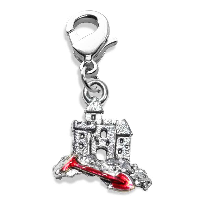 Whimsical Gifts | Sandcastle with Shovel Charm Dangle in Silver Finish | Holiday & Seasonal Themed | Spring & Summer Fun Charm Dangle