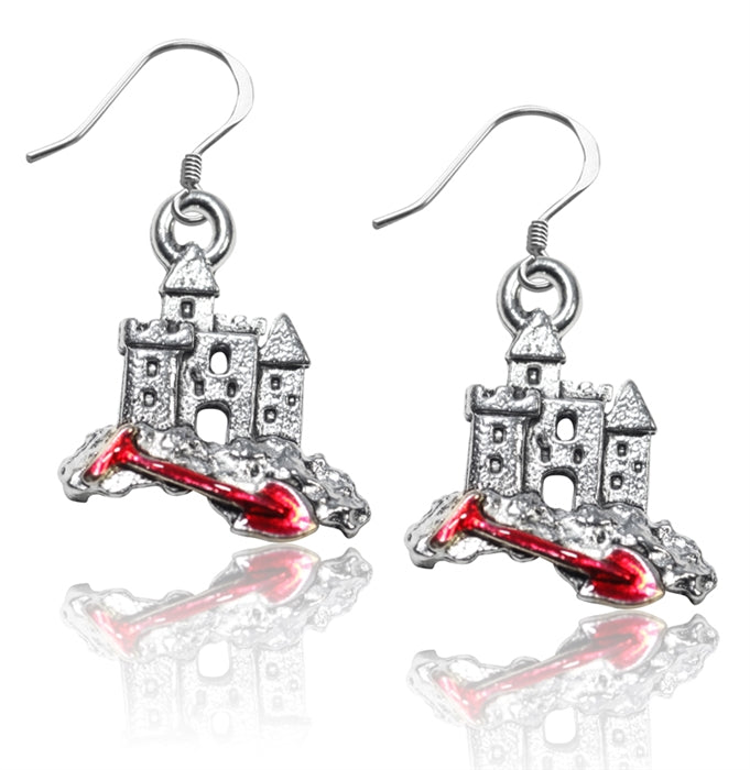 Whimsical Gifts | Sandcastle with Shovel Charm Earrings in Silver Finish | Holiday & Seasonal Themed | Spring & Summer Fun | Jewelry