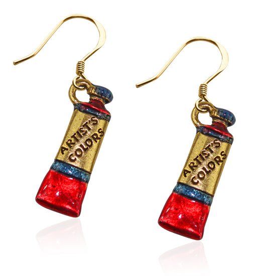 Whimsical Gifts | Artist Paint Tube Charm Earrings in Gold Finish | Artist |  | Jewelry