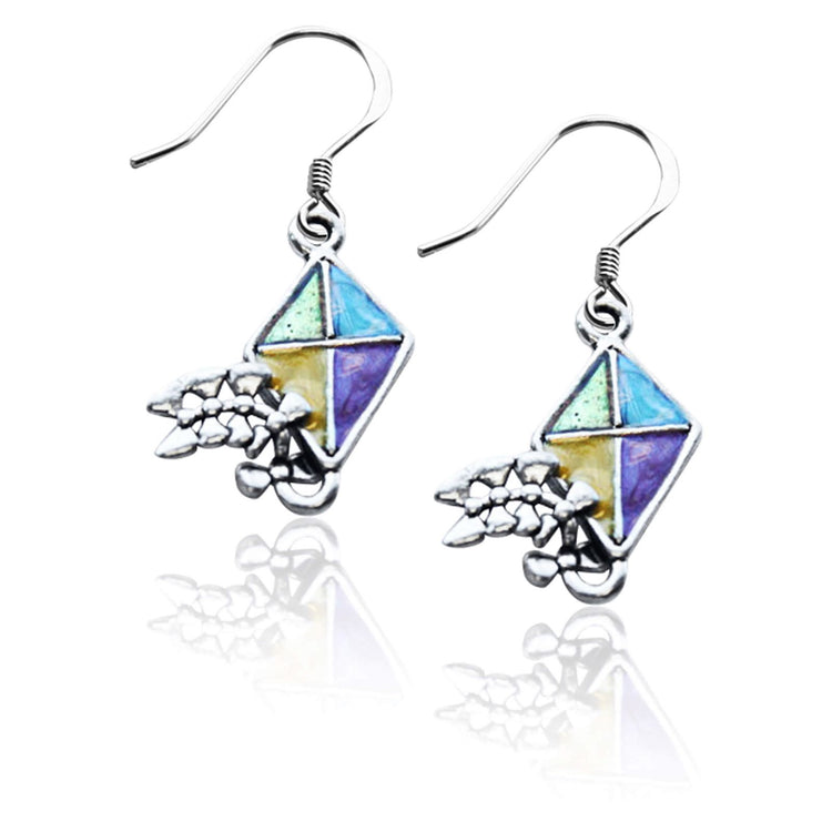 Whimsical Gifts | Kite Charm Earrings in Silver Finish | Holiday & Seasonal Themed | Spring & Summer Fun | Jewelry