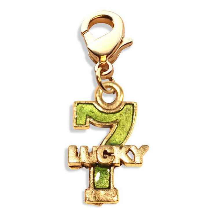 Whimsical Gifts | Lucky 7 Charm Dangle in Gold Finish | Hobbies & Special Interests | Casino | Gaming | Game Night Charm Dangle