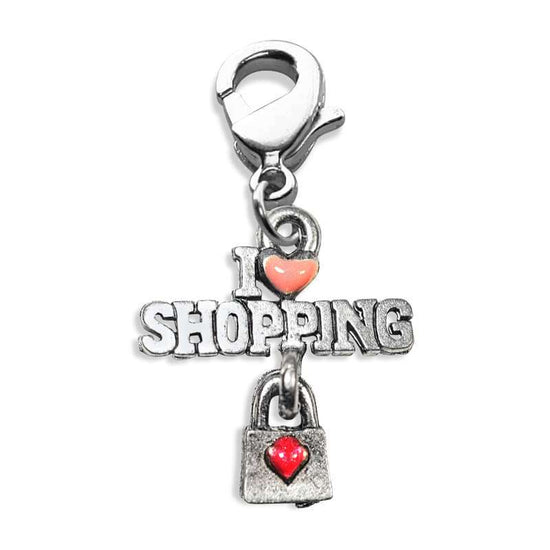 Whimsical Gifts | I Love Shopping Charm Dangle in Silver Finish | Hobbies & Special Interests | Fashionista Charm Dangle