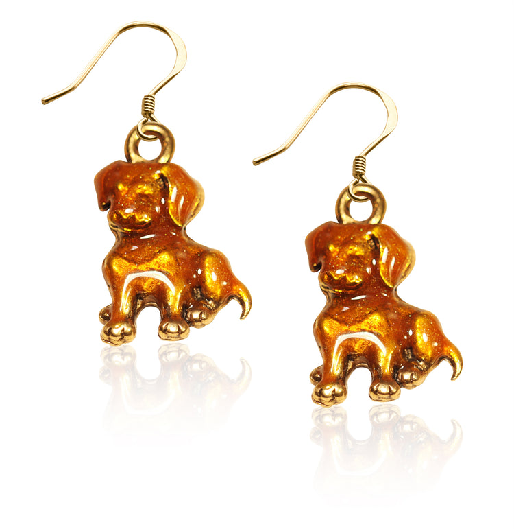 Whimsical Gifts | Puppy Charm Earrings in Gold Finish | Animal Lover | Dog Lover | Jewelry