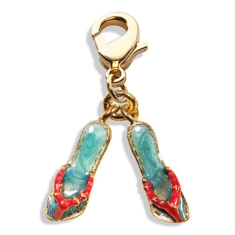 Whimsical Gifts | Flip Flops Charm Dangle in Gold Finish | Holiday & Seasonal Themed | Spring & Summer Fun Charm Dangle