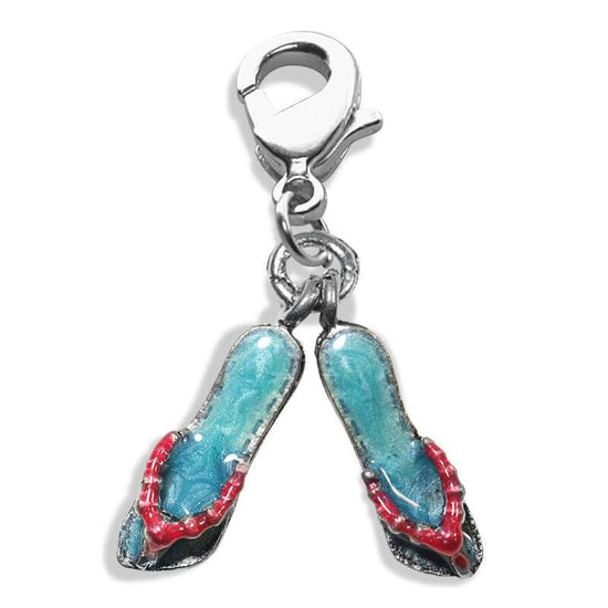 Whimsical Gifts | Flip Flops Charm Dangle in Silver Finish | Holiday & Seasonal Themed | Spring & Summer Fun Charm Dangle
