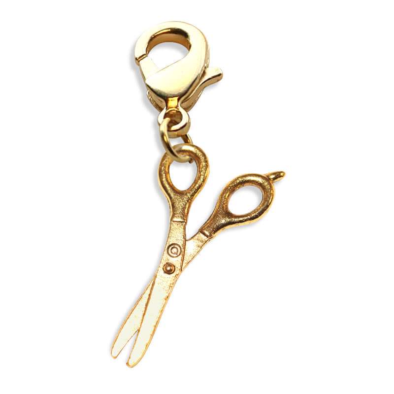 Whimsical Gifts | Scissors Charm Dangle in Gold Finish | Professions Themed | Salon & Spa Professions Charm Dangle